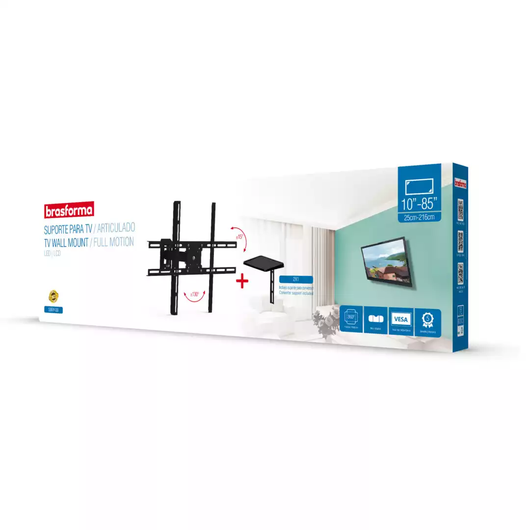 SUPORTE PRETO TV LCD 10 A 85 BRACO ART