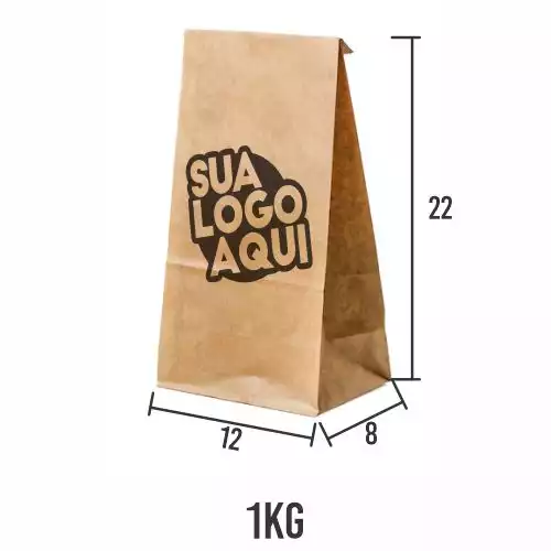 10.000 Mini Saco Kraft Personalizado medida 12x8x22 em 1COR