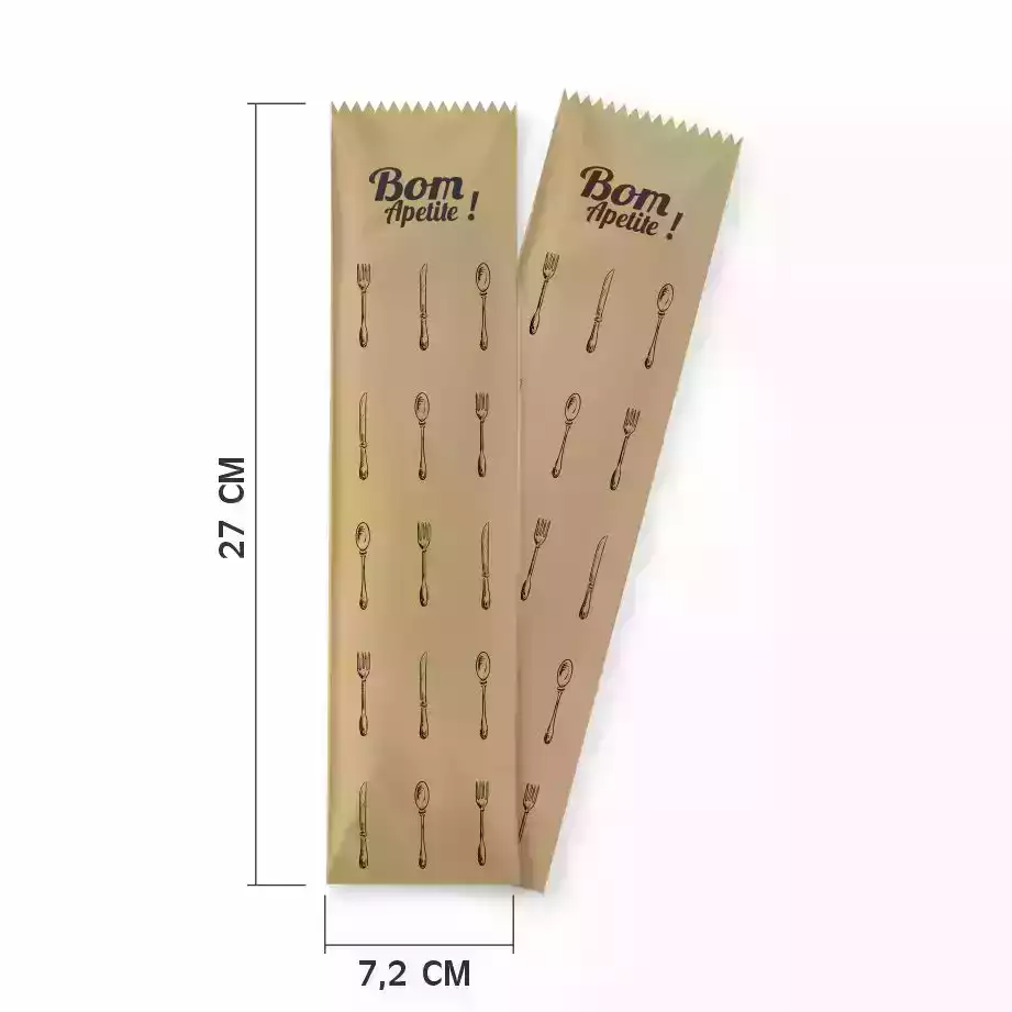 SACHÊ DE TALHER DE PAPEL KRAFT BOM APETITE - C/500 UN