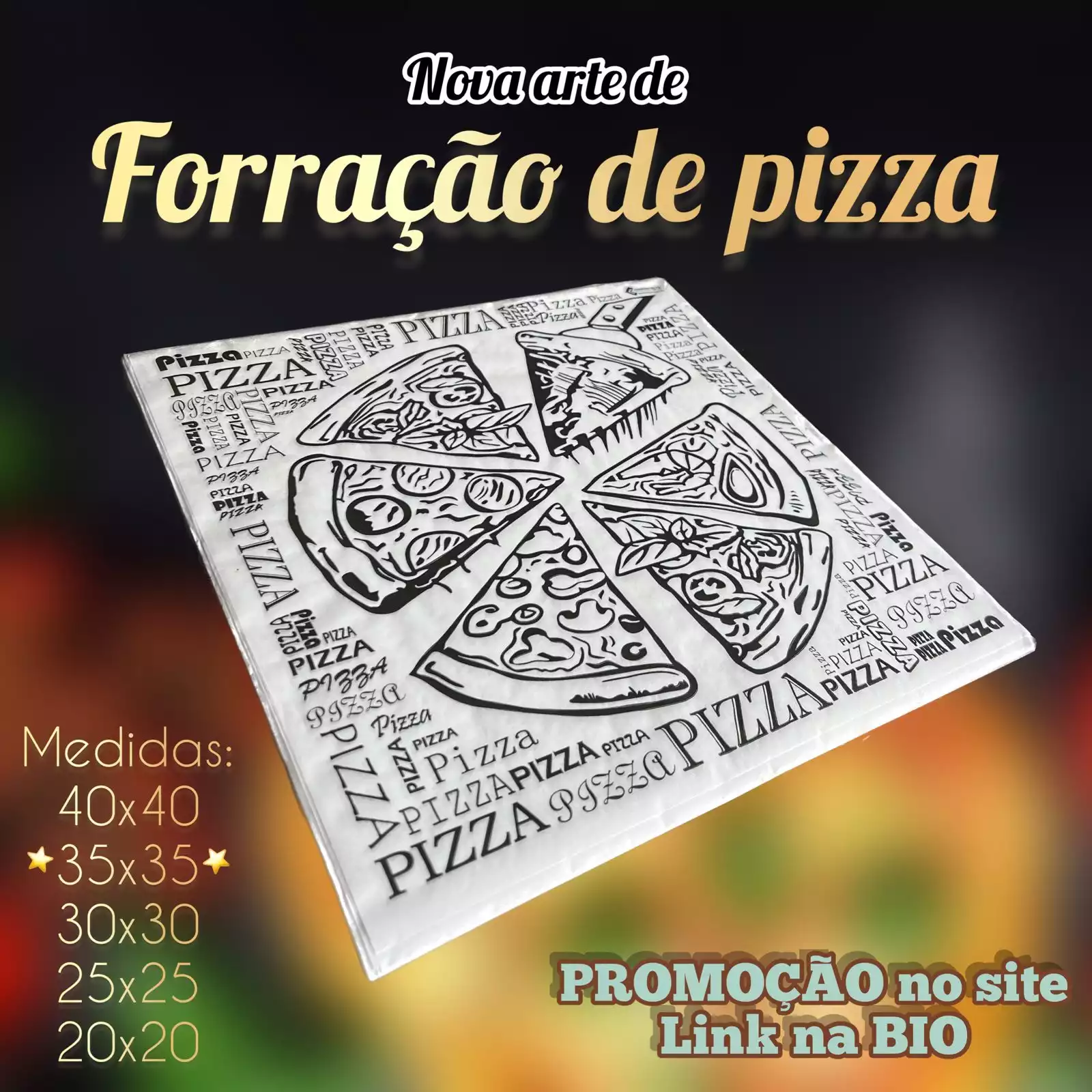 5.000 Papel manteiga para PIZZA na medida 45x45 Personalizado em 2 CORES
