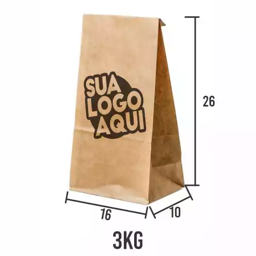 5.000 Saco Kraft Personalizado medida 16x10x26 em 2CORES