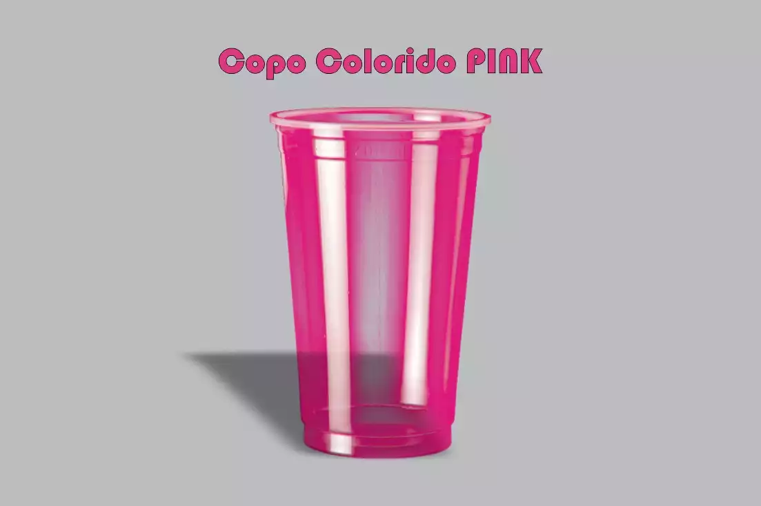 Copo Colorido 300ml - Liso Neon cor PINK C/500