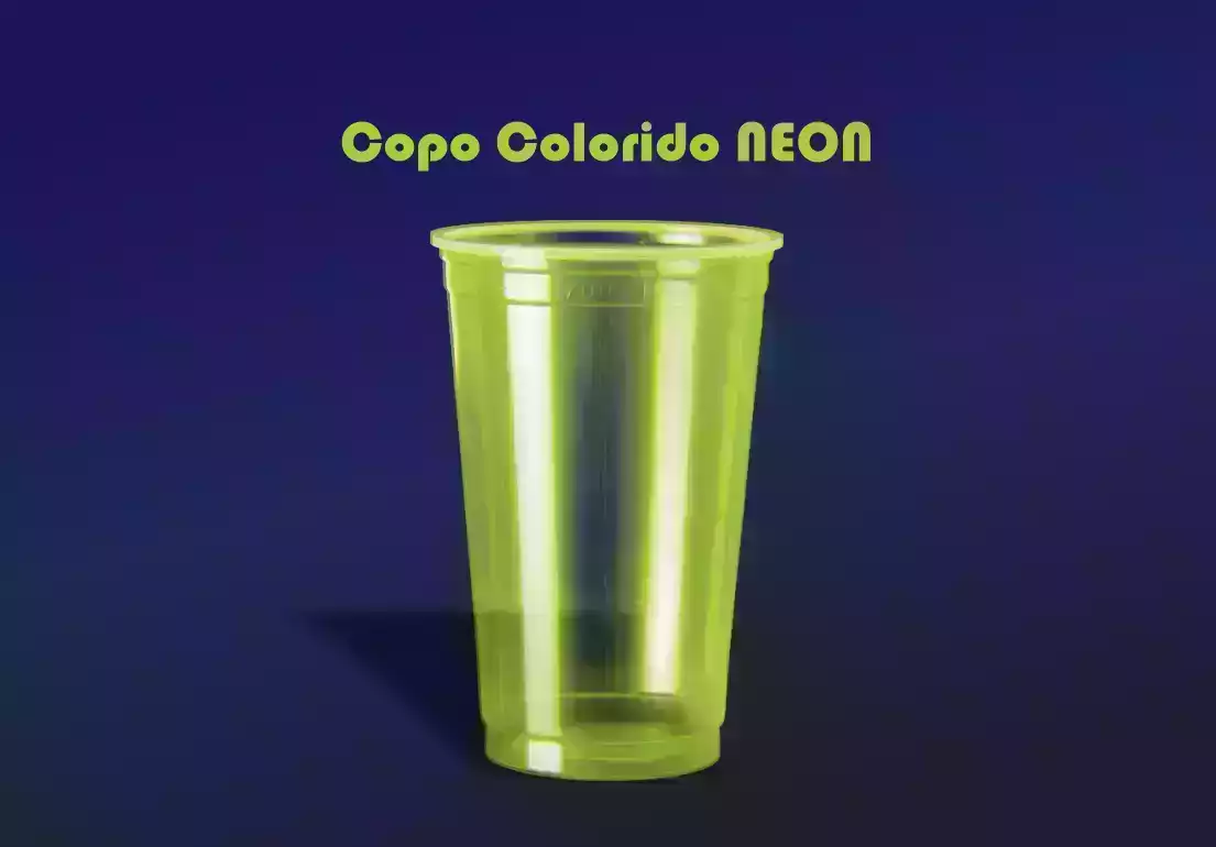 Copo Colorido 300ml - Liso Neon cor LIMÃO C/500