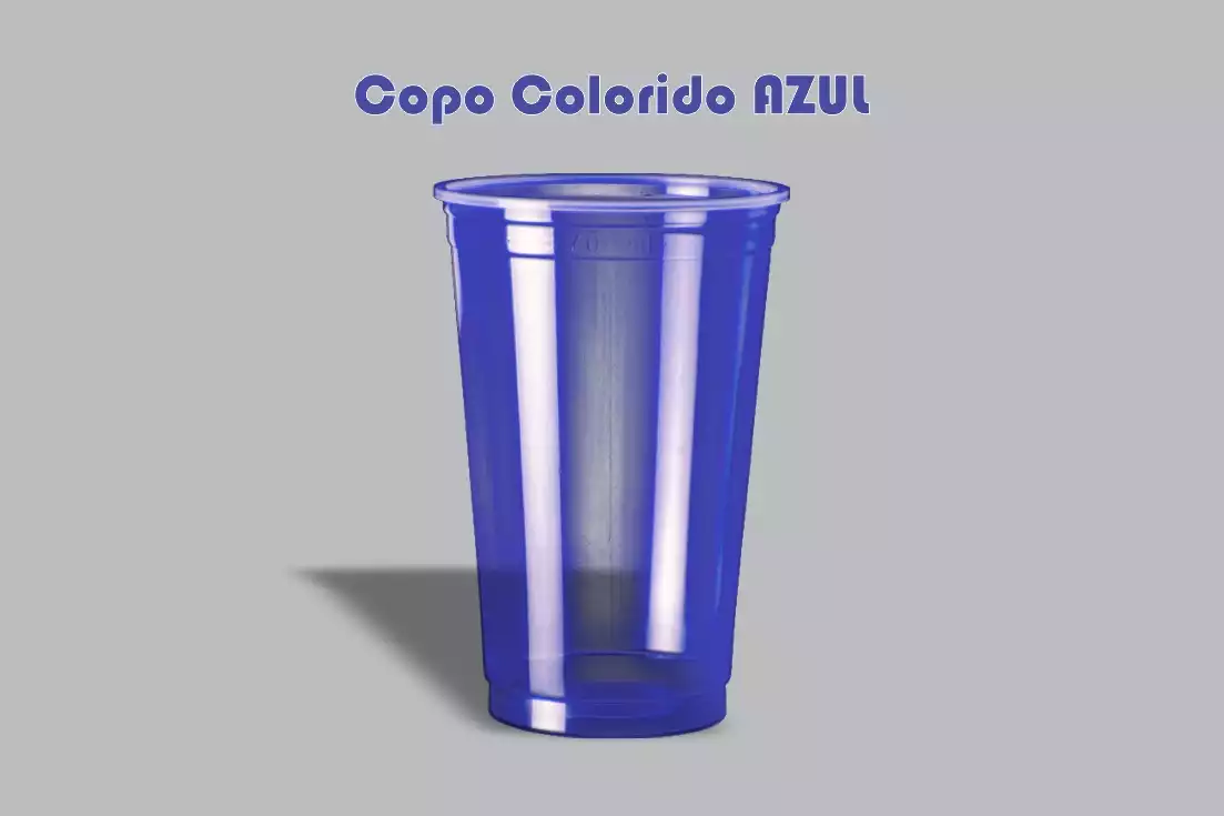 Copo Colorido 300ml - Liso Neon cor AZUL C/500