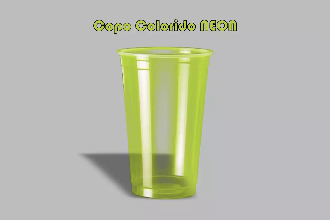 Copo Colorido 300ml - Liso Neon cor VERDE C/500