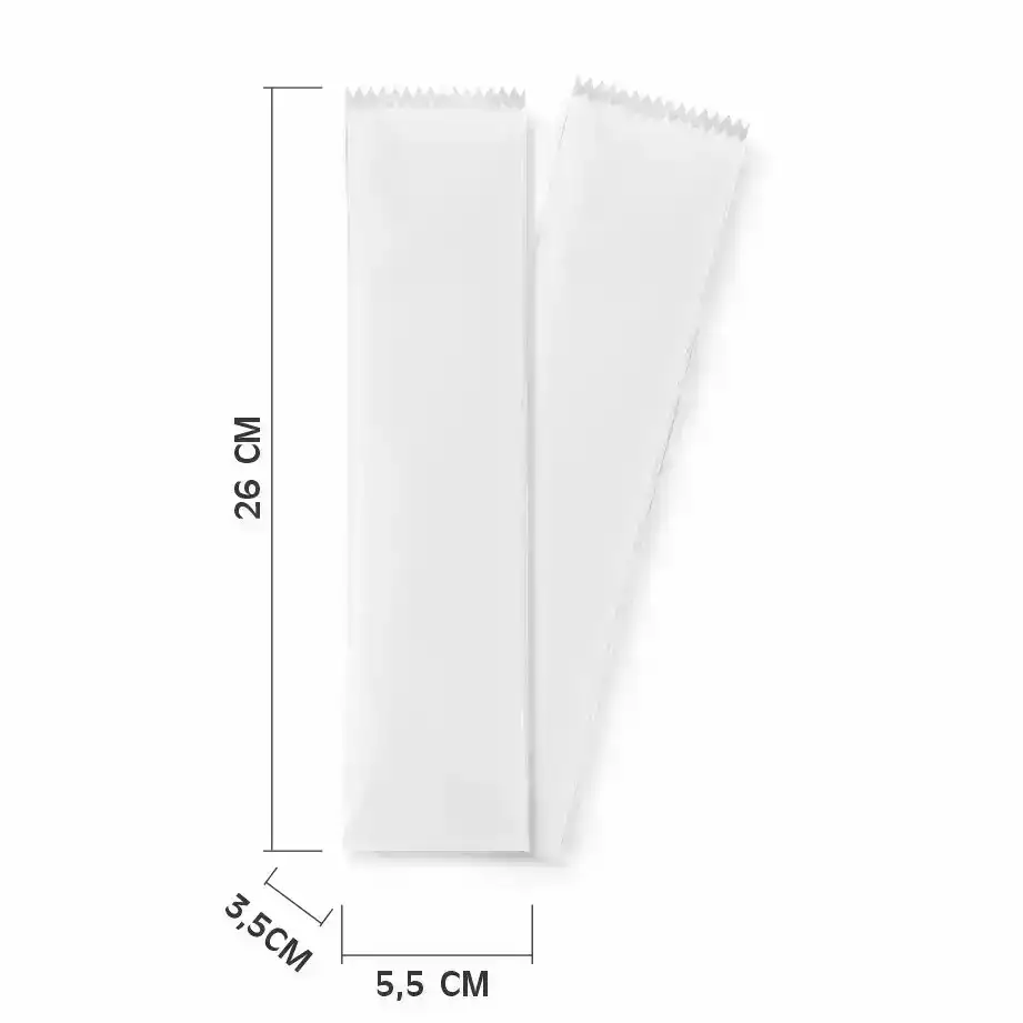 SACHÊ DE TALHER DE PAPEL BRANCO MODELO RETO SEM IMPRESSÃO - C/ 1.000UN