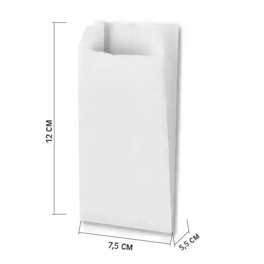 Saquinho De Fritas Pequeno Xa1 - 7,5x5,5x12 Branco Sem Impressão C/ 500