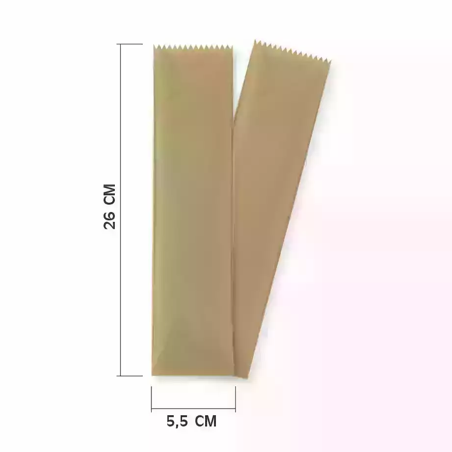 SACHÊ DE TALHER DE PAPEL KRAFT MODELO RETO SEM IMPRESSÃO - C/500UN